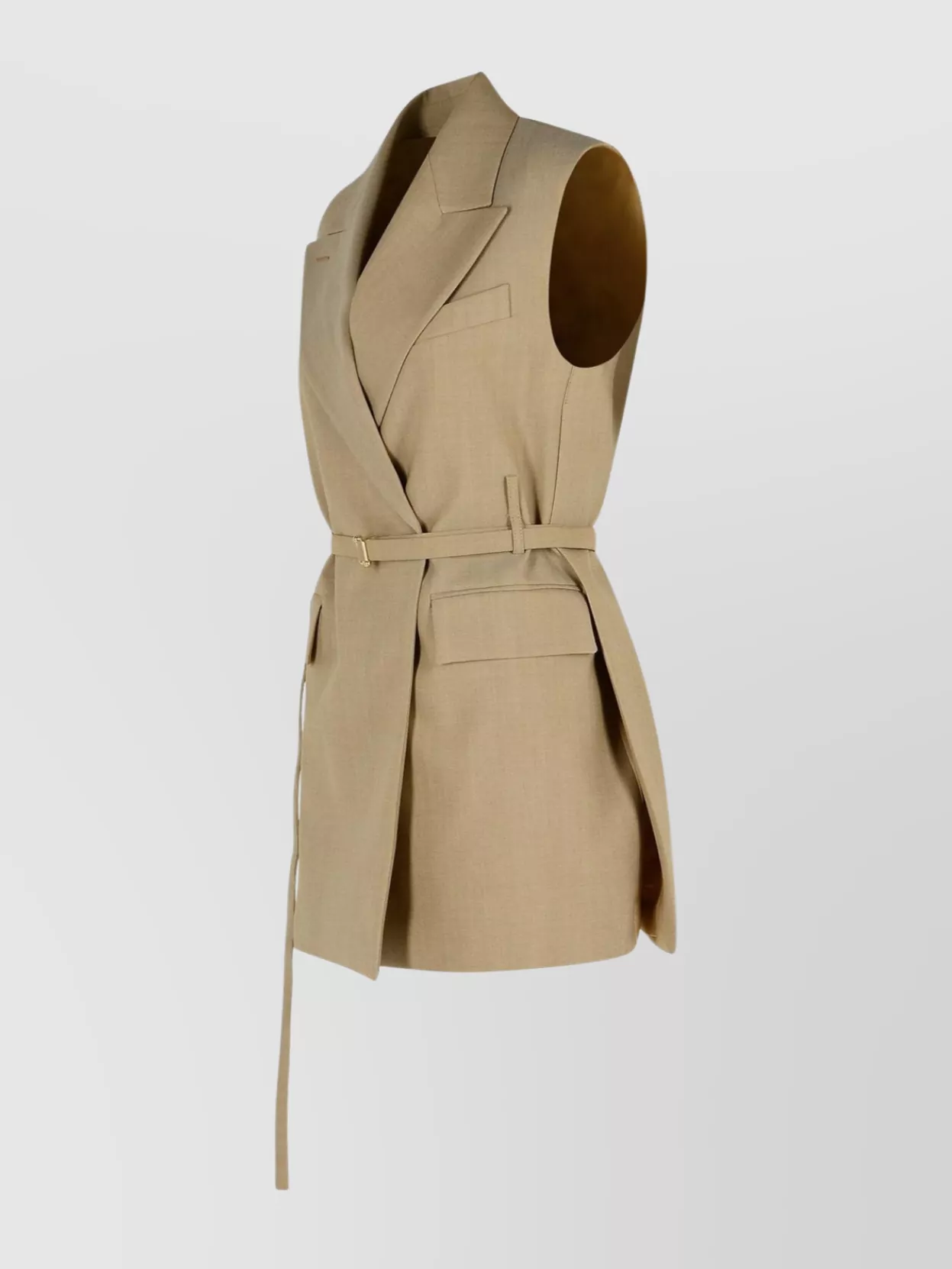 Sportmax Wool Blazer With Belted Waist And Double-Breasted Style