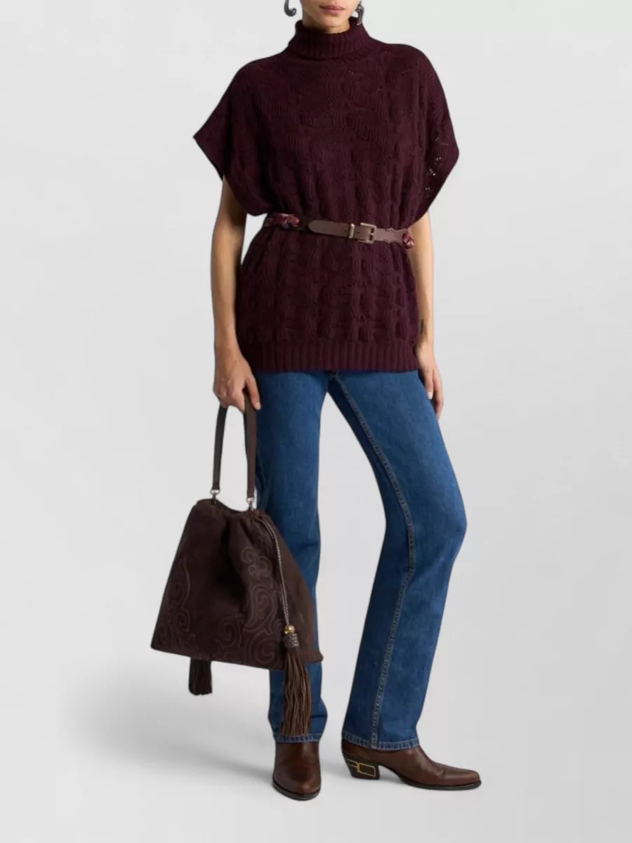 Etro Wool Turtleneck Cap Sleeve Sweatshirt