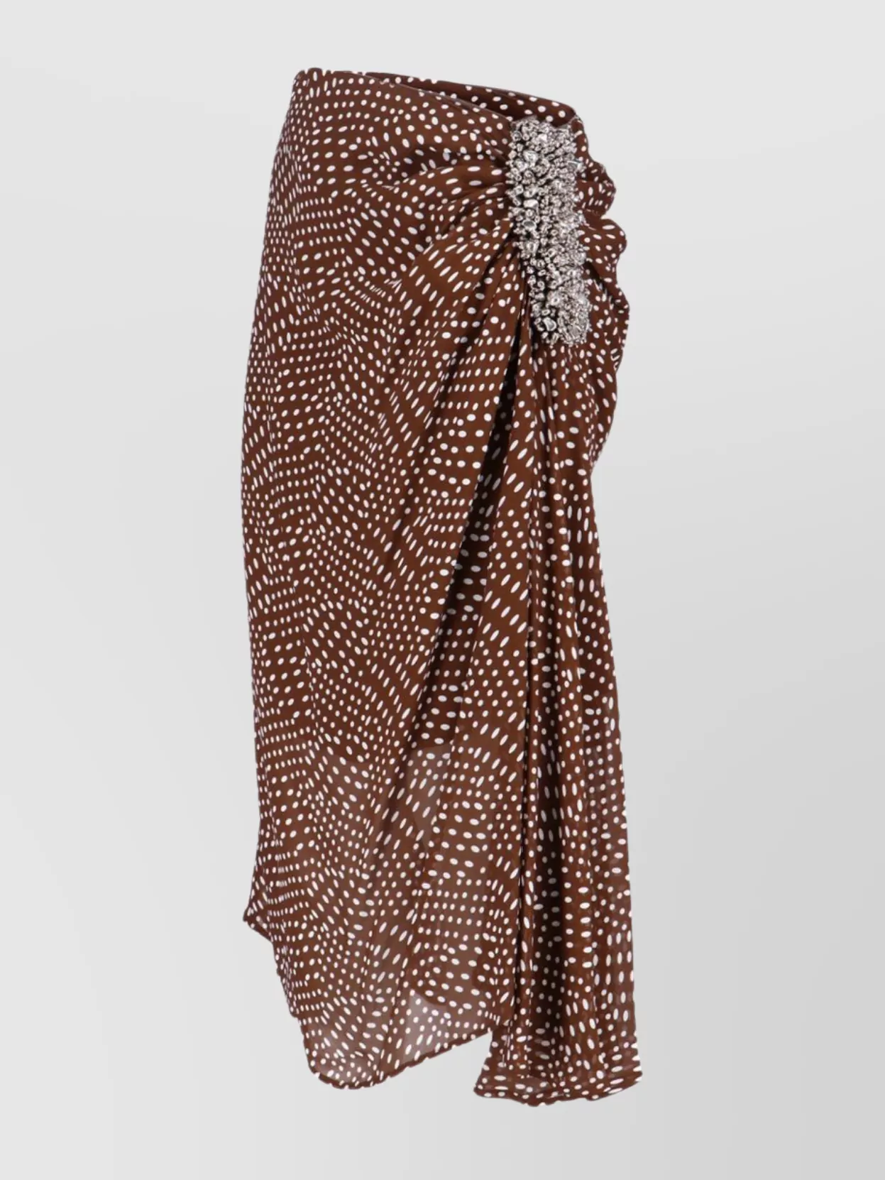 Dries Van Noten Asymmetric Midi Skirt Embellished Detail In Brown