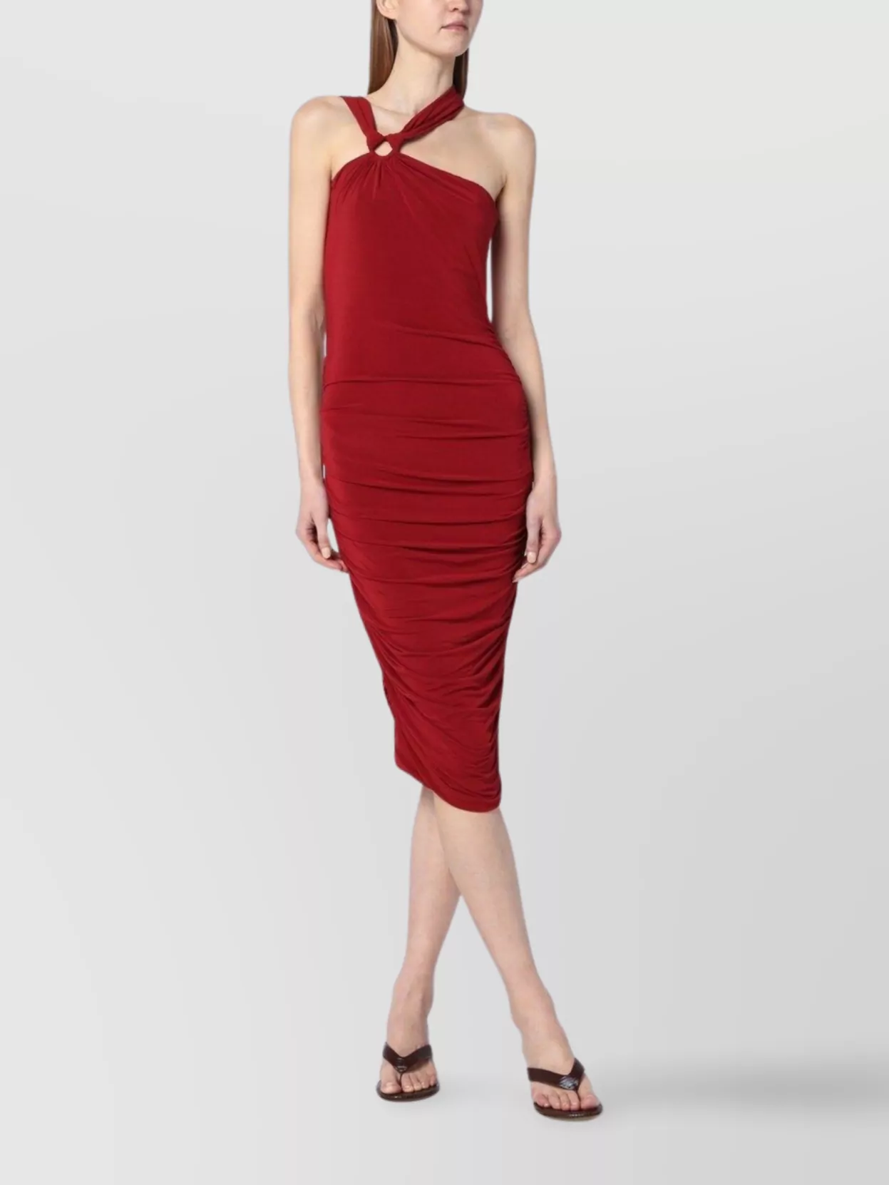 Isabel Marant One-shoulder Ethel Dress In Light Burgundy In Red