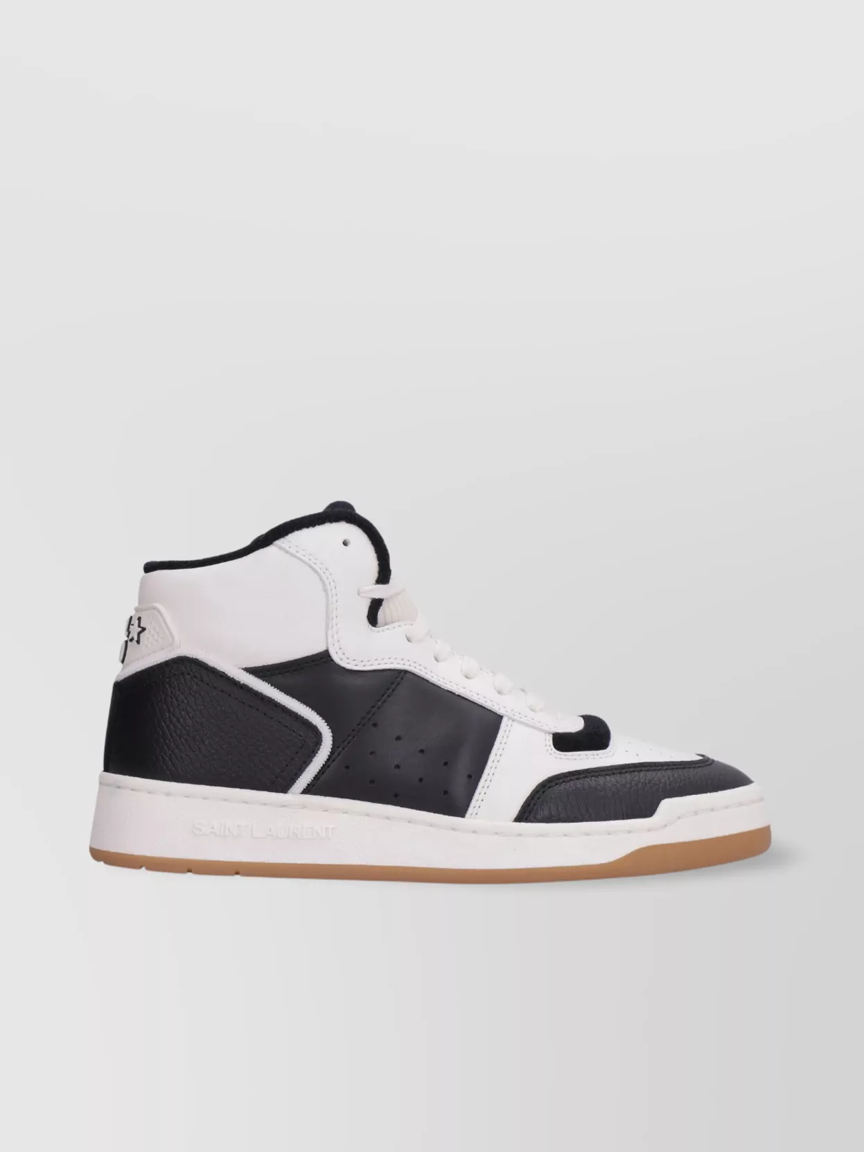 Saint Laurent High-Top Leather Sneakers Contrast Panels