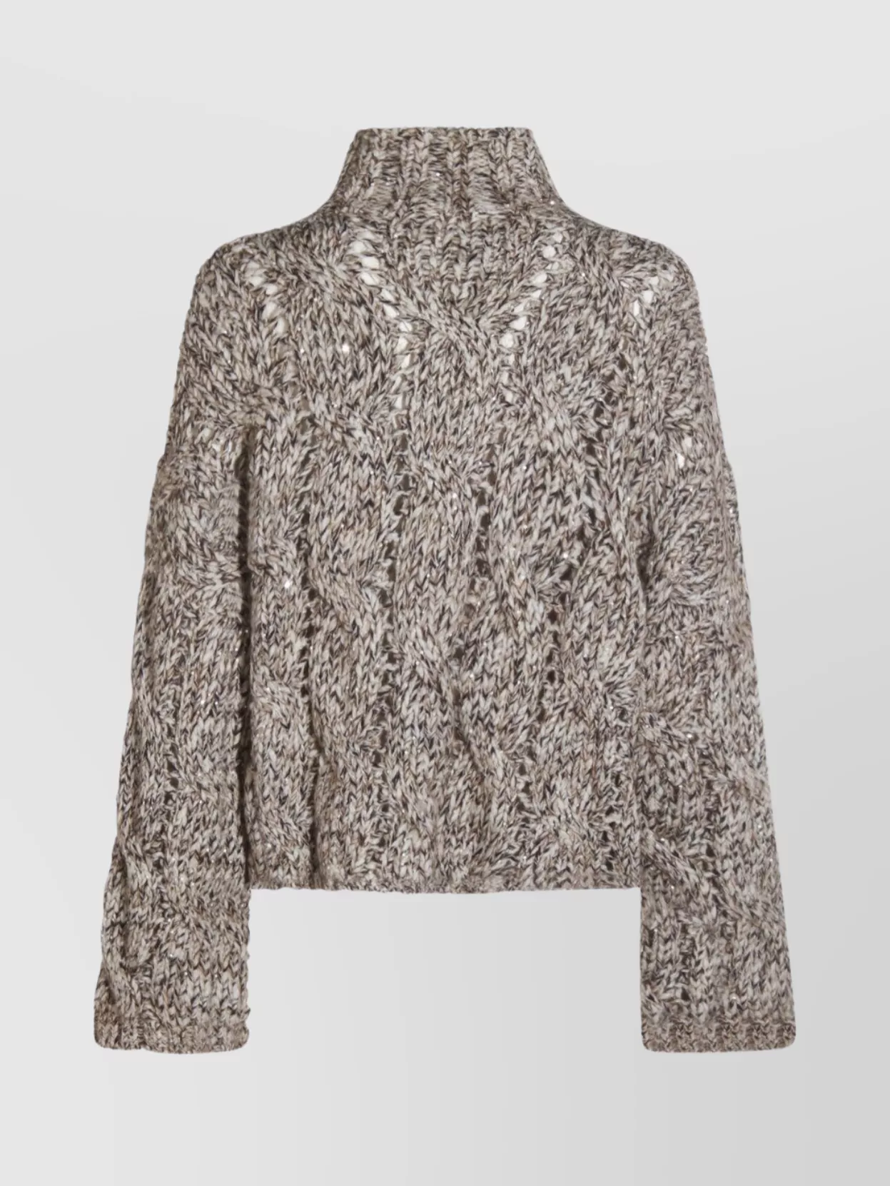 Brunello Cucinelli Women Wool And Cashmere Sweater With Sequins In Neutral