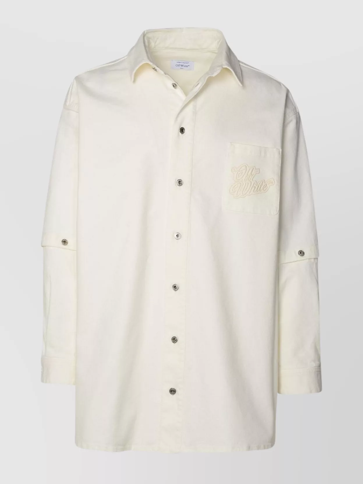 Shop Off-white Cotton Shirt Long Sleeves Point Collar