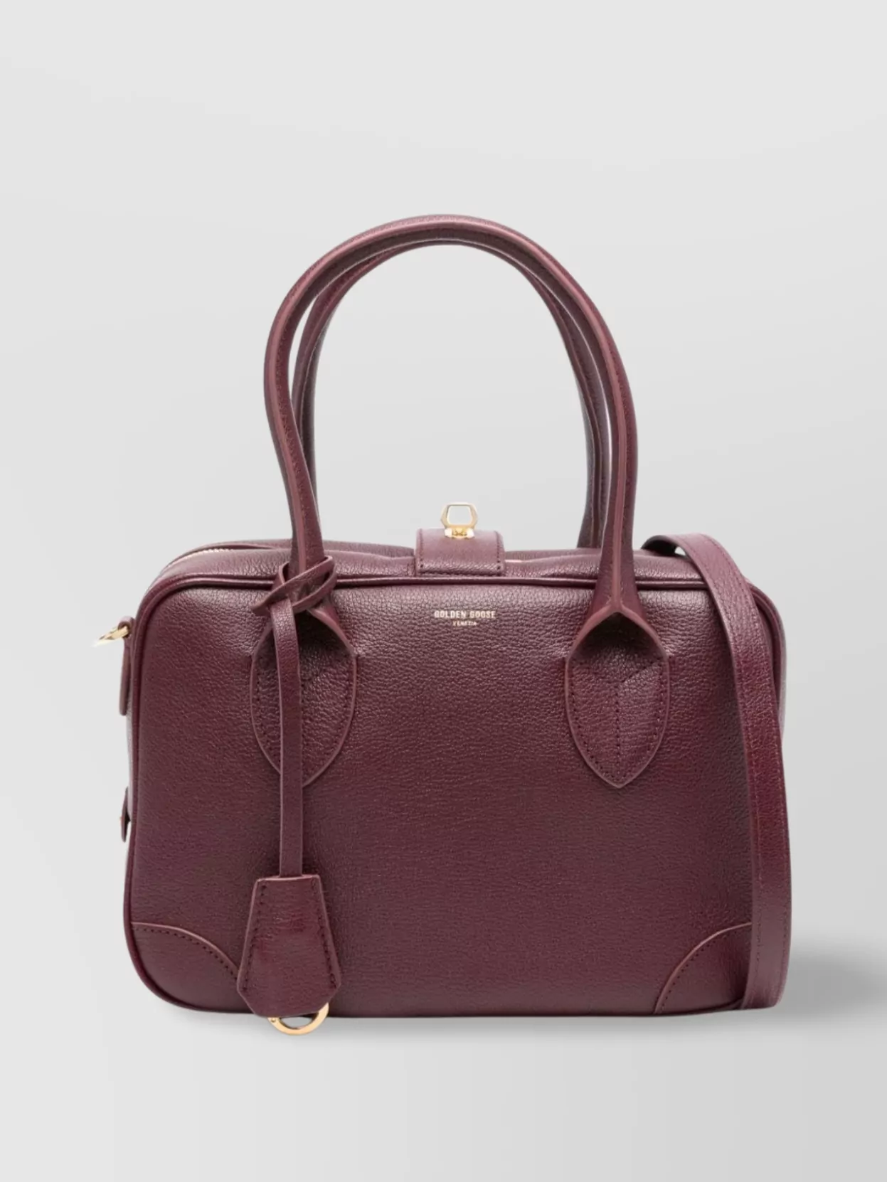 Golden Goose Logo-stamp Leather Tote Bag In Purple