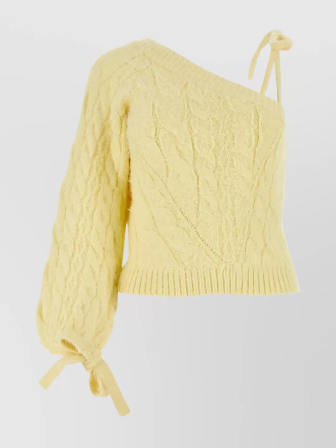 Shop House Of Sunny Baby Chick Cable Knit One-shoulder Sweater