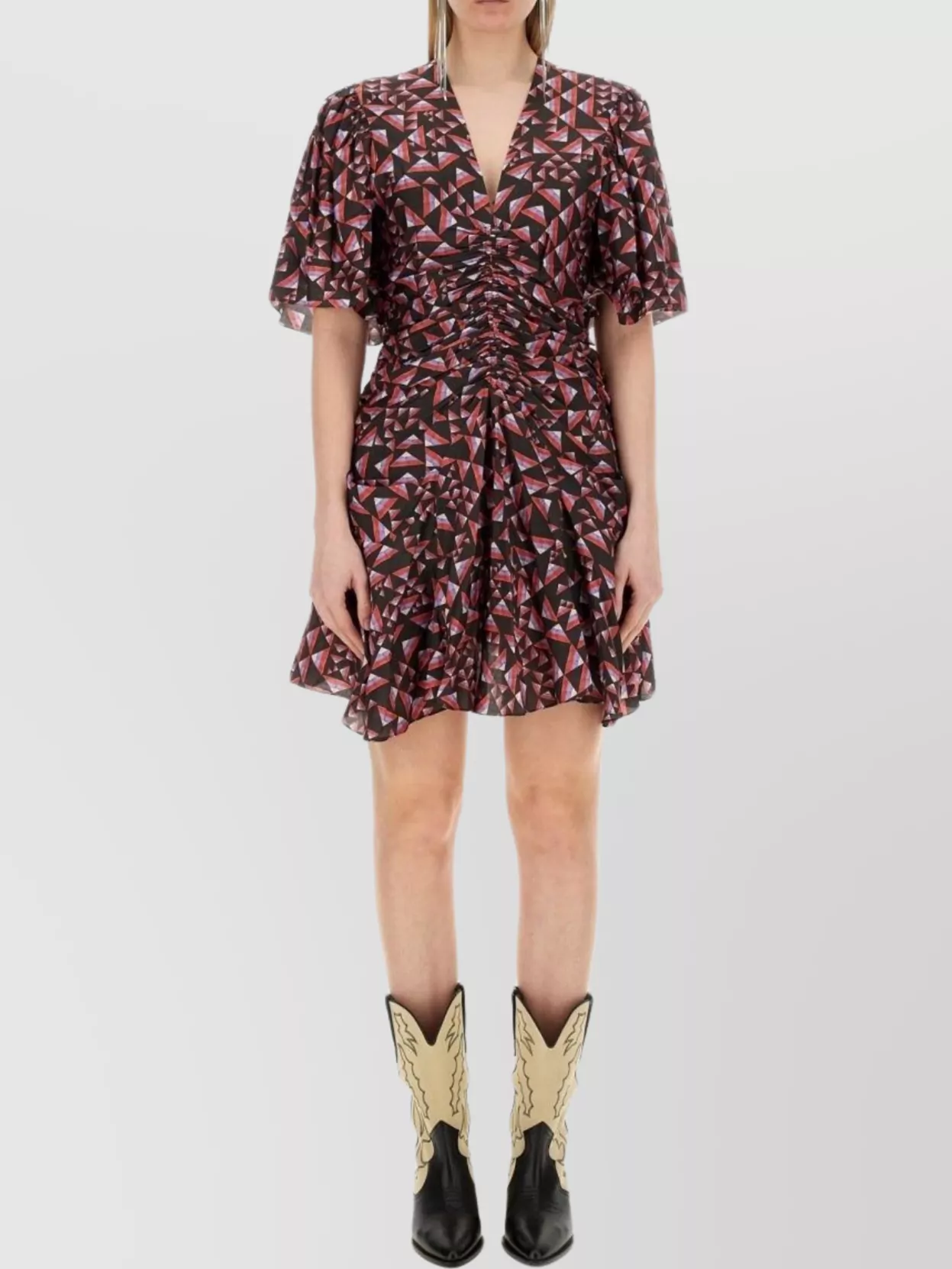 Shop Isabel Marant "link" Geometric Flared Hem Dress