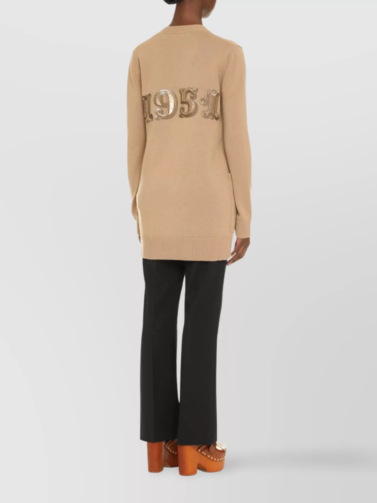 Max Mara Wool And Cashmere Cardigan With Embroidered Detail In Nude