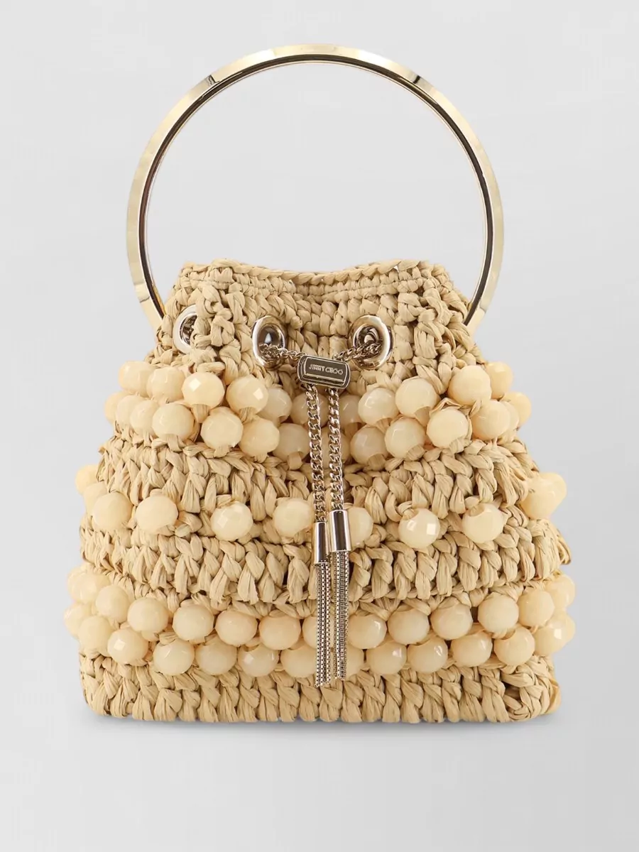 Jimmy Choo Bon Bon Raffia Bucket Bag