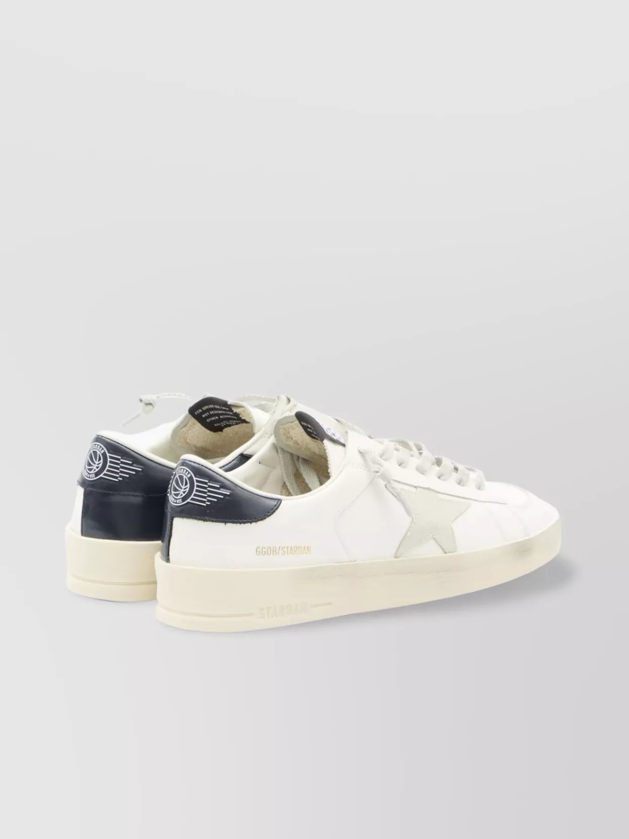 Golden Goose Distressed Leather Sneakers Featuring Suede Star In White