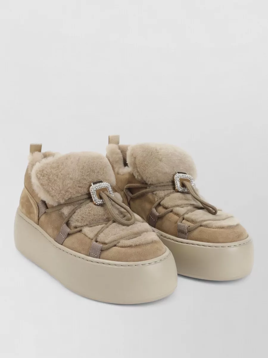 Roger Vivier suede leather crystal-embellished slip-on sneakers