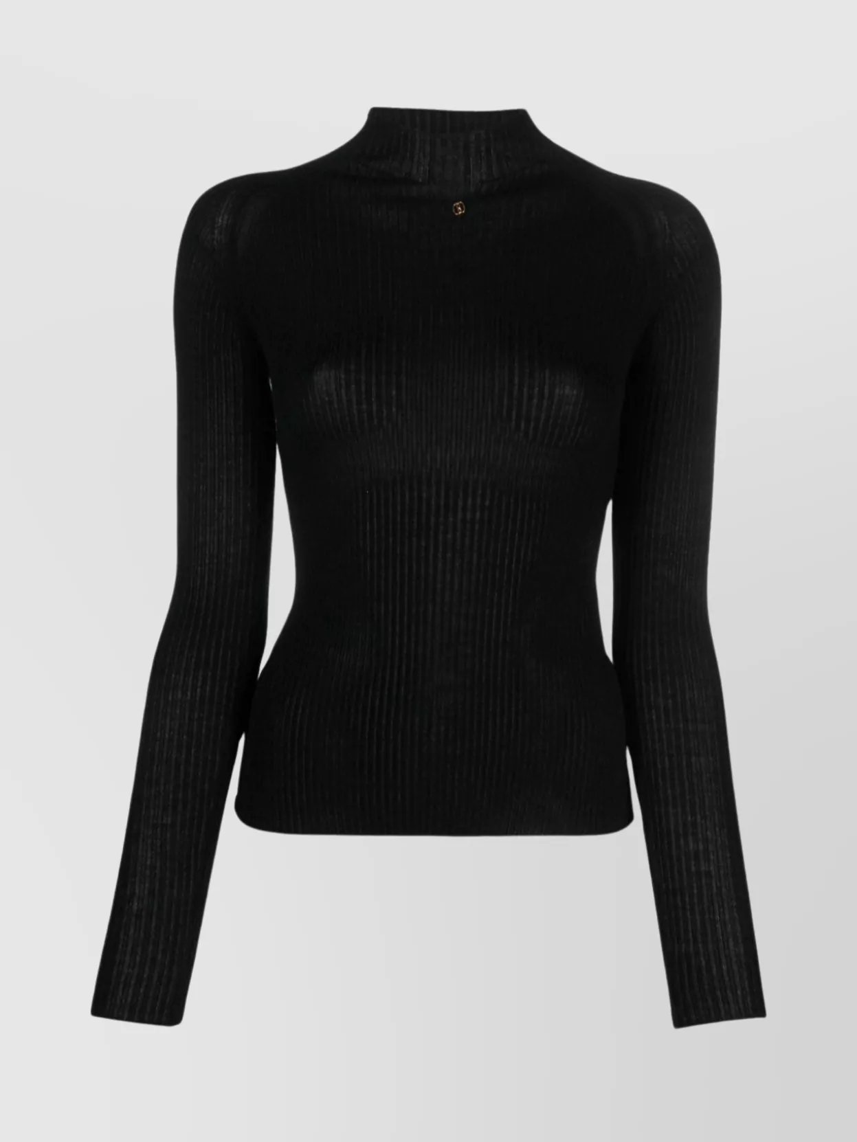 Shop Bally Silk Blend Ribbed Knit With High Neck In Black