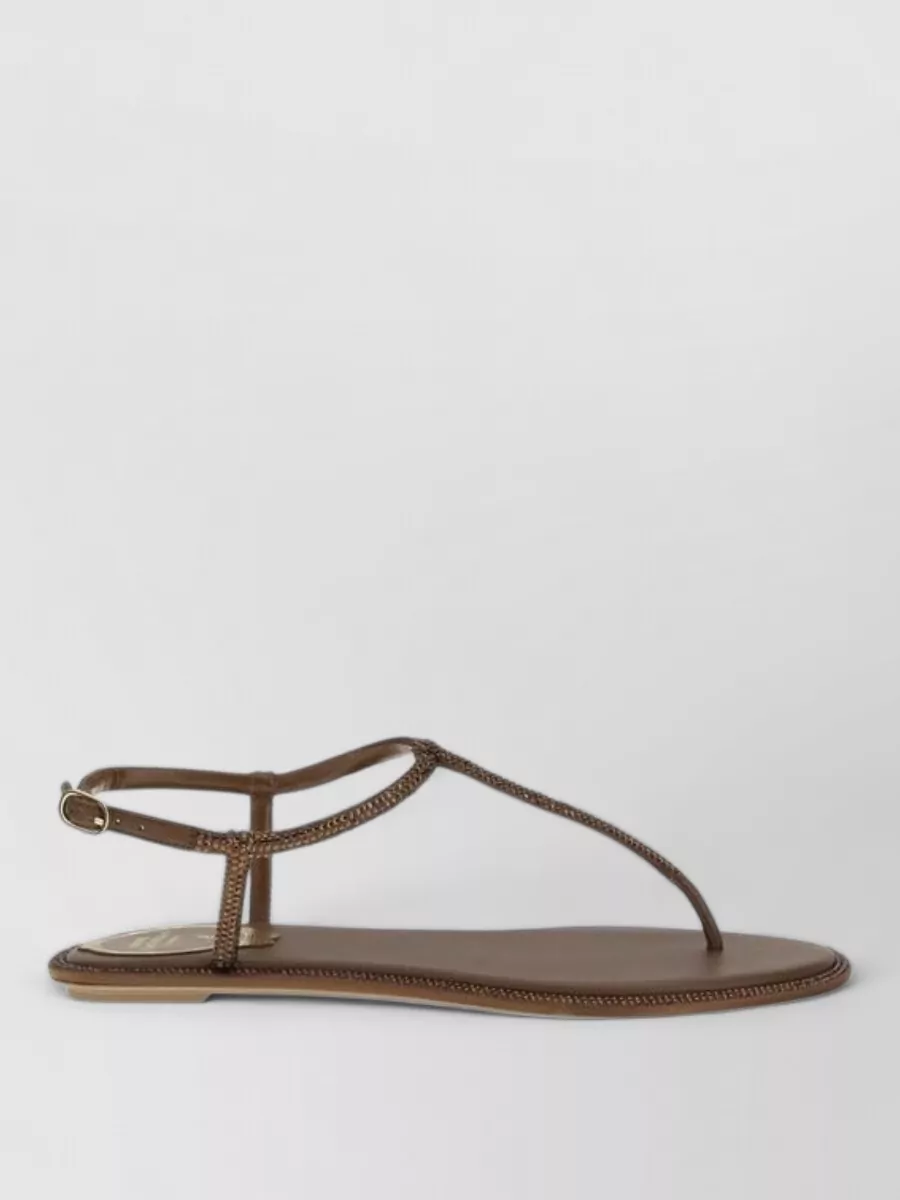 Rene Caovilla Satin Flat Sandals