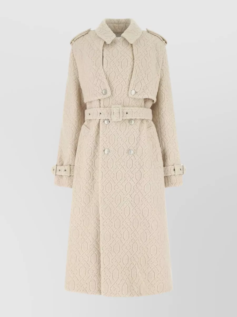 Shop Koché Versatile Wool Blend Trench With Adjustable Cuffs In Pastel