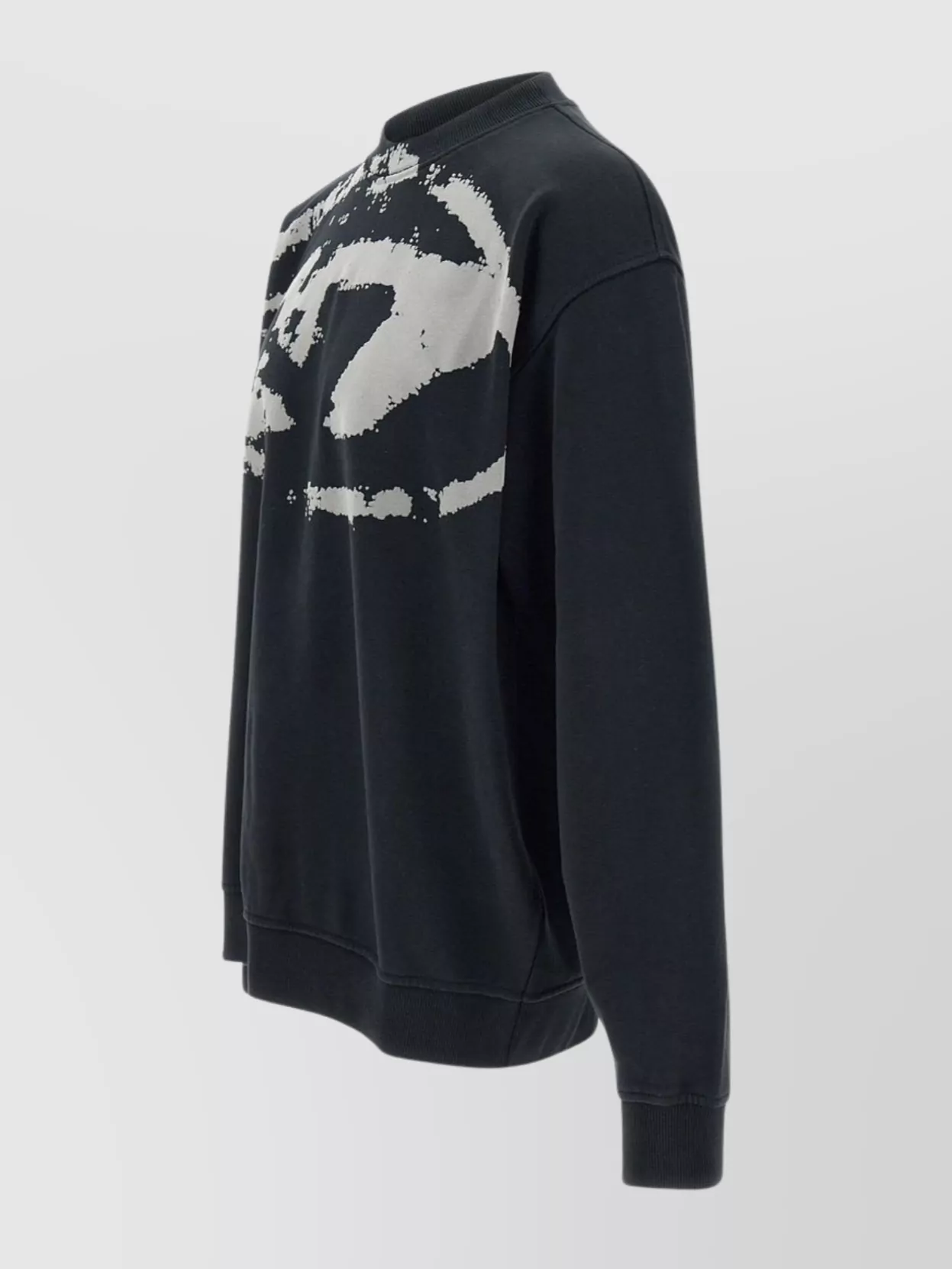 DIESEL CREW NECK JERSEY SWEATSHIRT WITH FLOCKED GRAPHICS