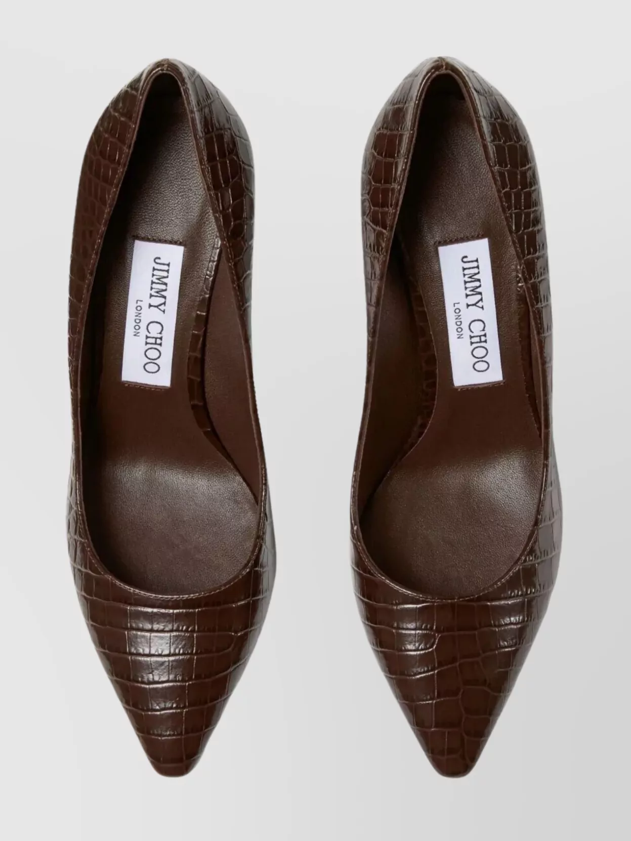 Jimmy Choo Croc Embossed Leather Pointed Toe Pumps