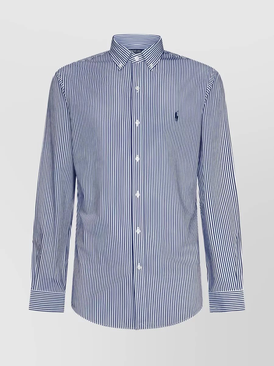 Shop Polo Ralph Lauren Polo Pony Embroidered Button-down Shirt In Blue