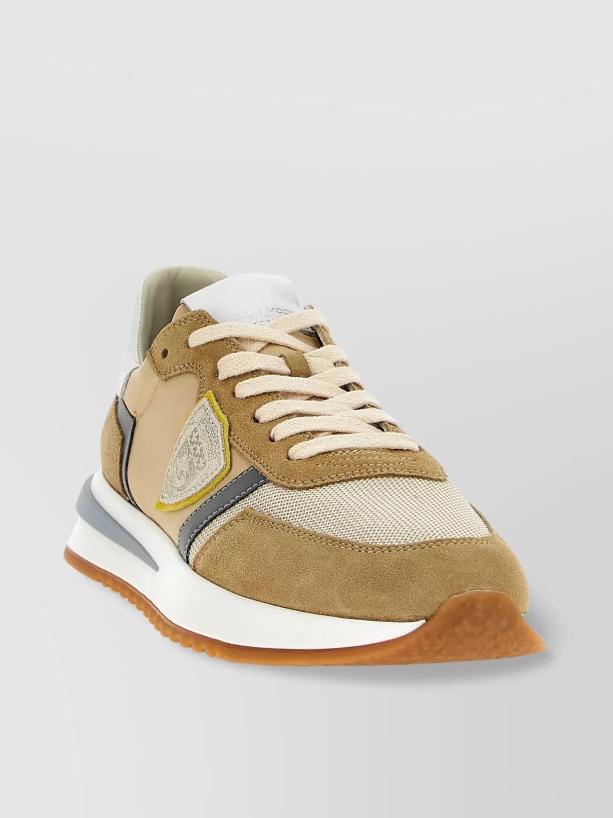 PHILIPPE MODEL 'STITCHING CONTRAST MESH RUBBER SUEDE SNEAKERS'