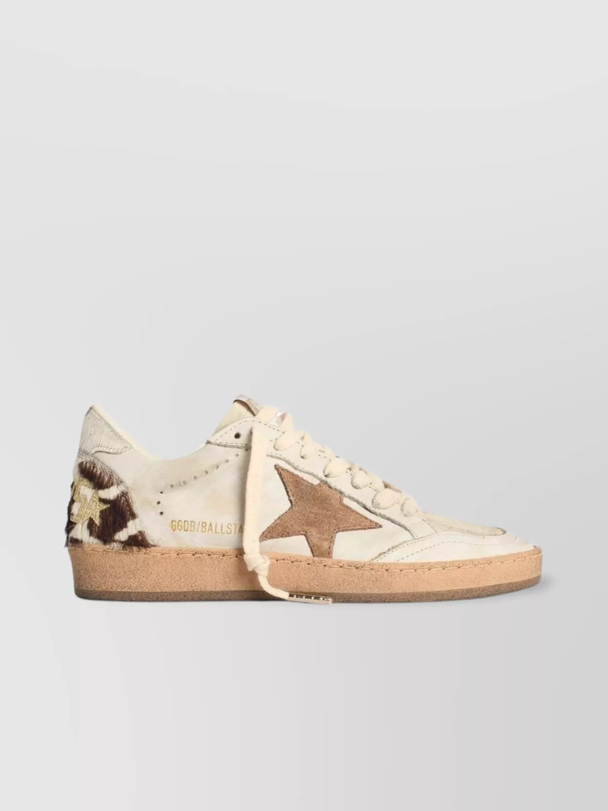 Golden Goose Ballstar Leather Upper And Toe Suede Star Horsy Cow Printed Heel And Spur Sneakers Multicolor In Neutral