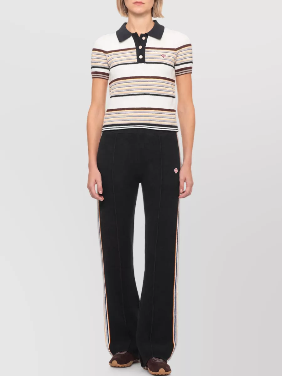 Casablanca Striped Short-Sleeve Polo Shirt
