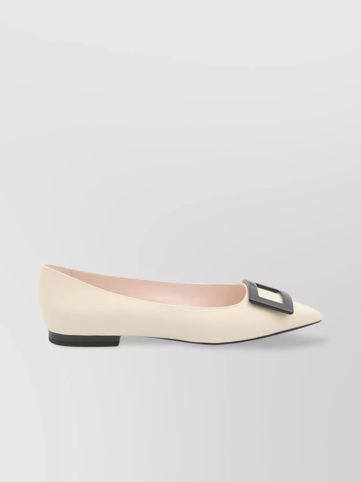 Roger Vivier Pointed Leather Ballerina Flats With Square Buckle