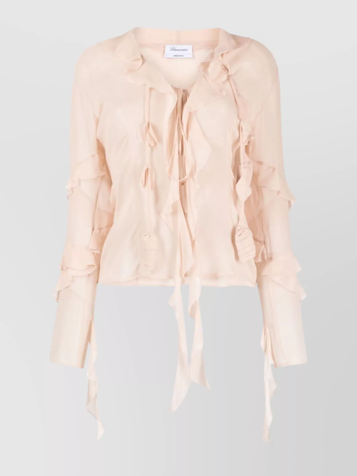 Shop Blumarine Long Sleeved Shearling Jacket In Pastel