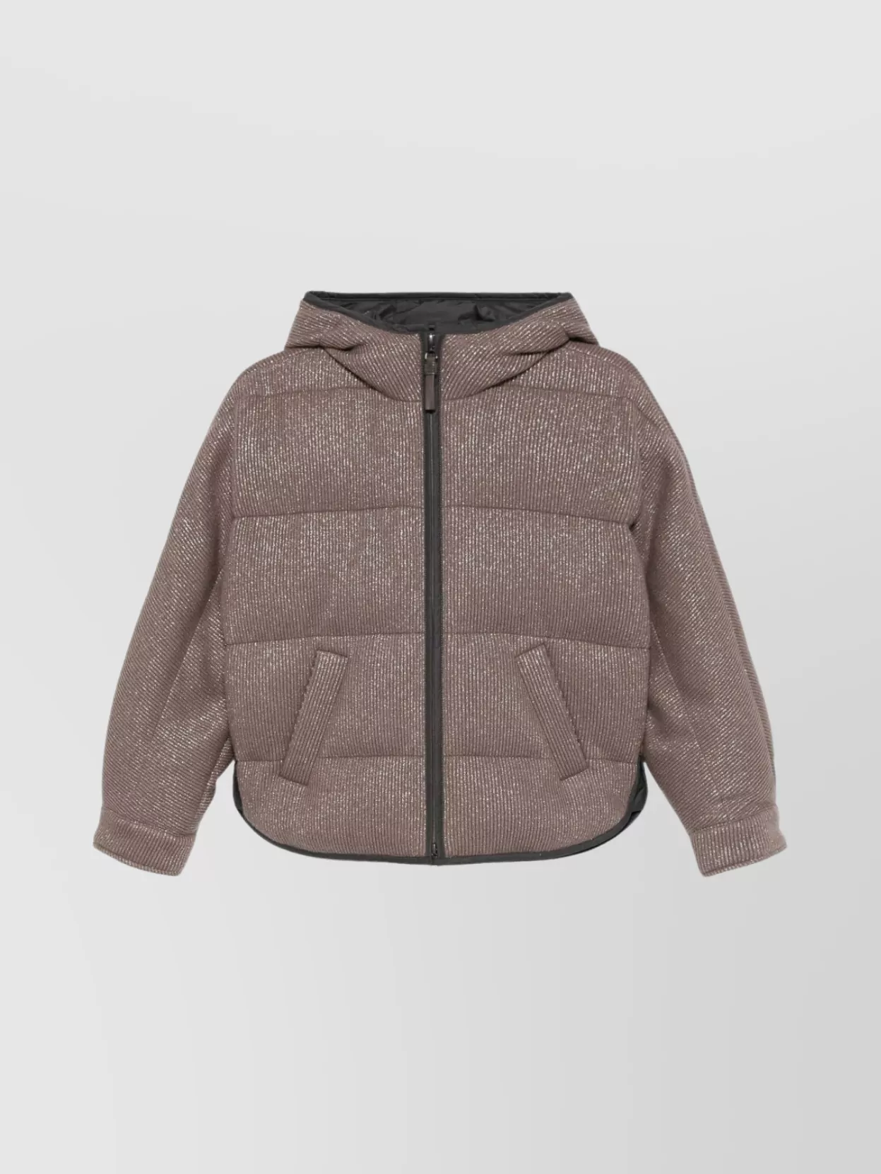 Brunello Cucinelli Long-sleeved Hooded Cotton Coat In Brown