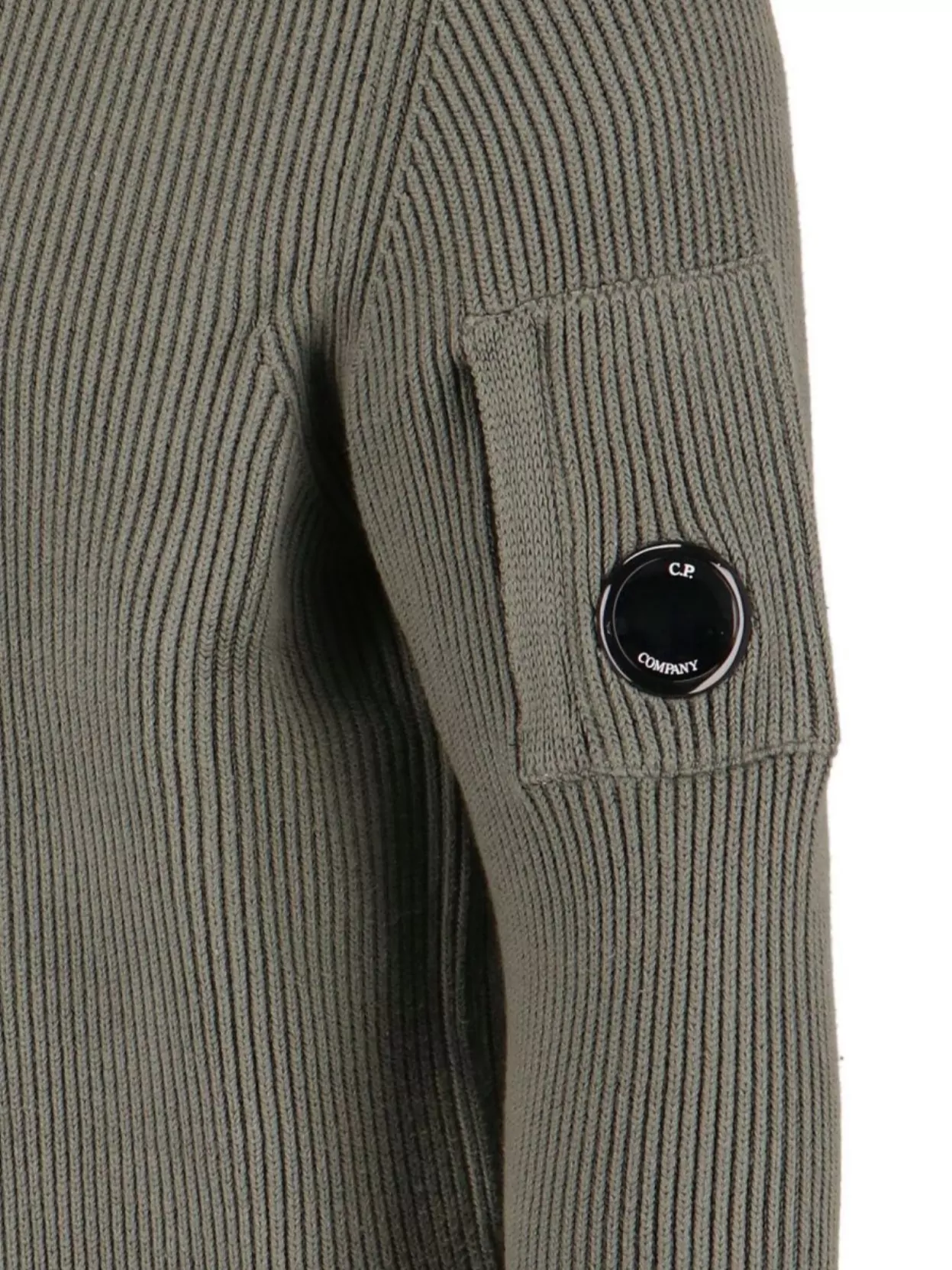 C.p. Company Crewneck Sweater With Arm Pocket And Ribbed Texture