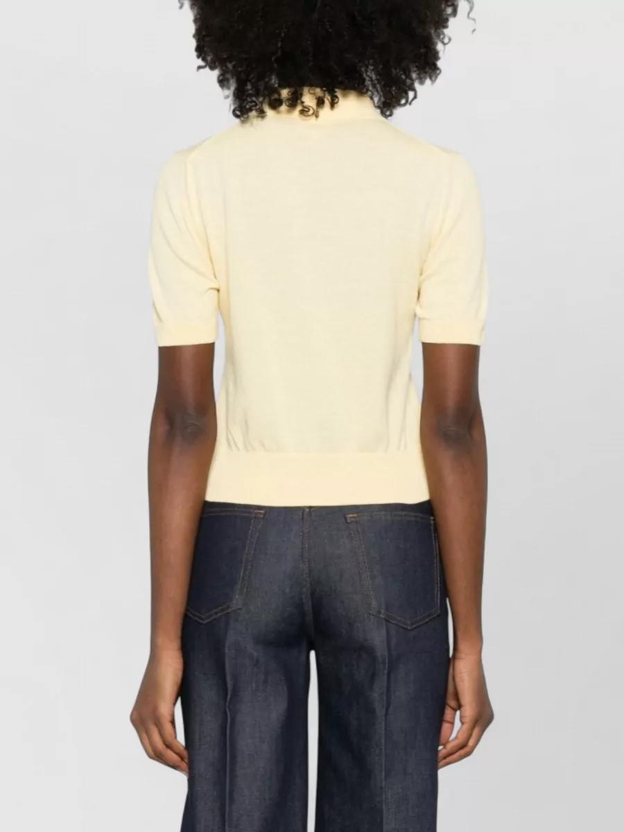 A.p.c. Polo Collar Top Silk And Nylon