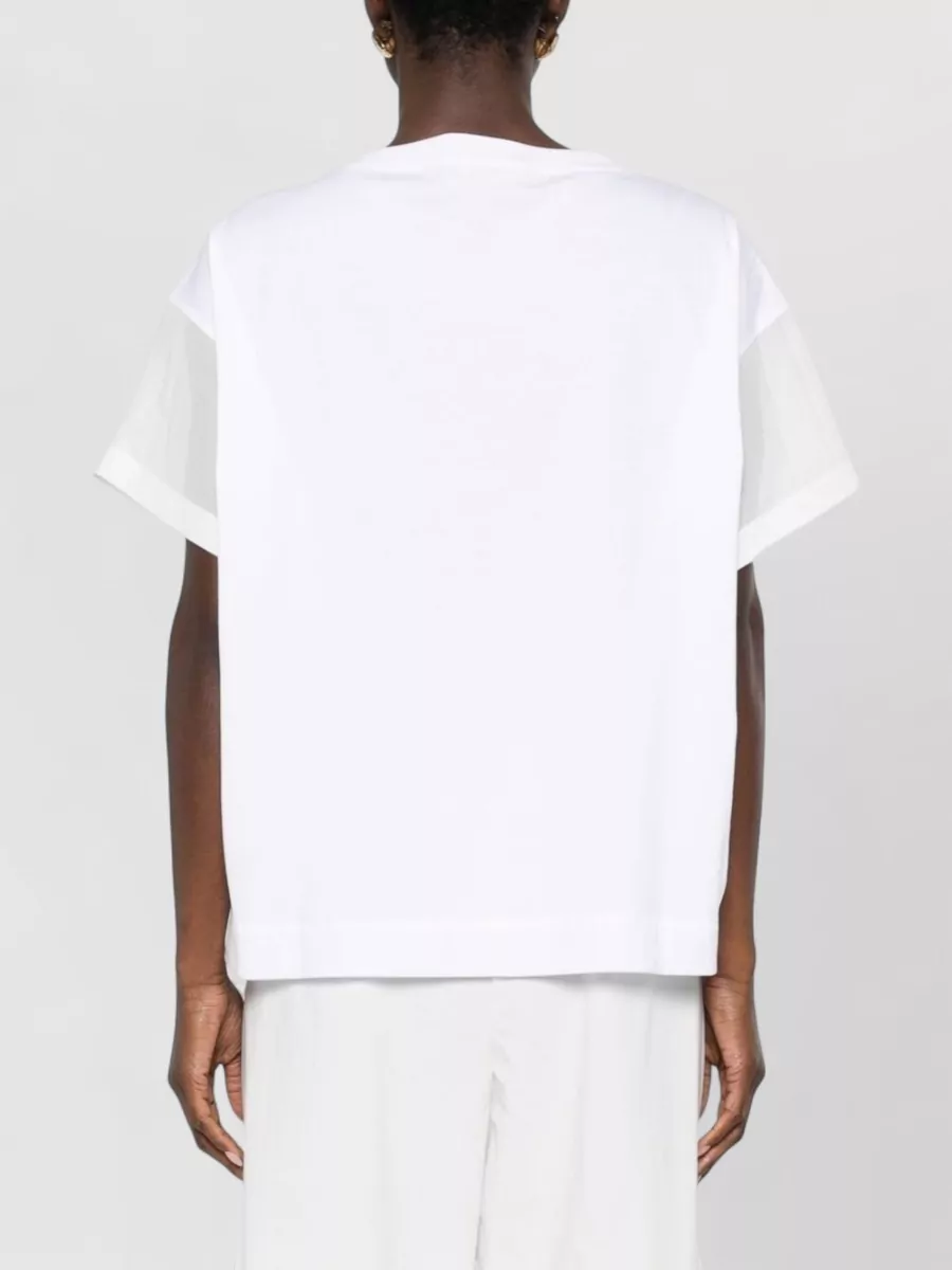 Brunello Cucinelli Cotton Top Round Neck Short Sleeves Sheer