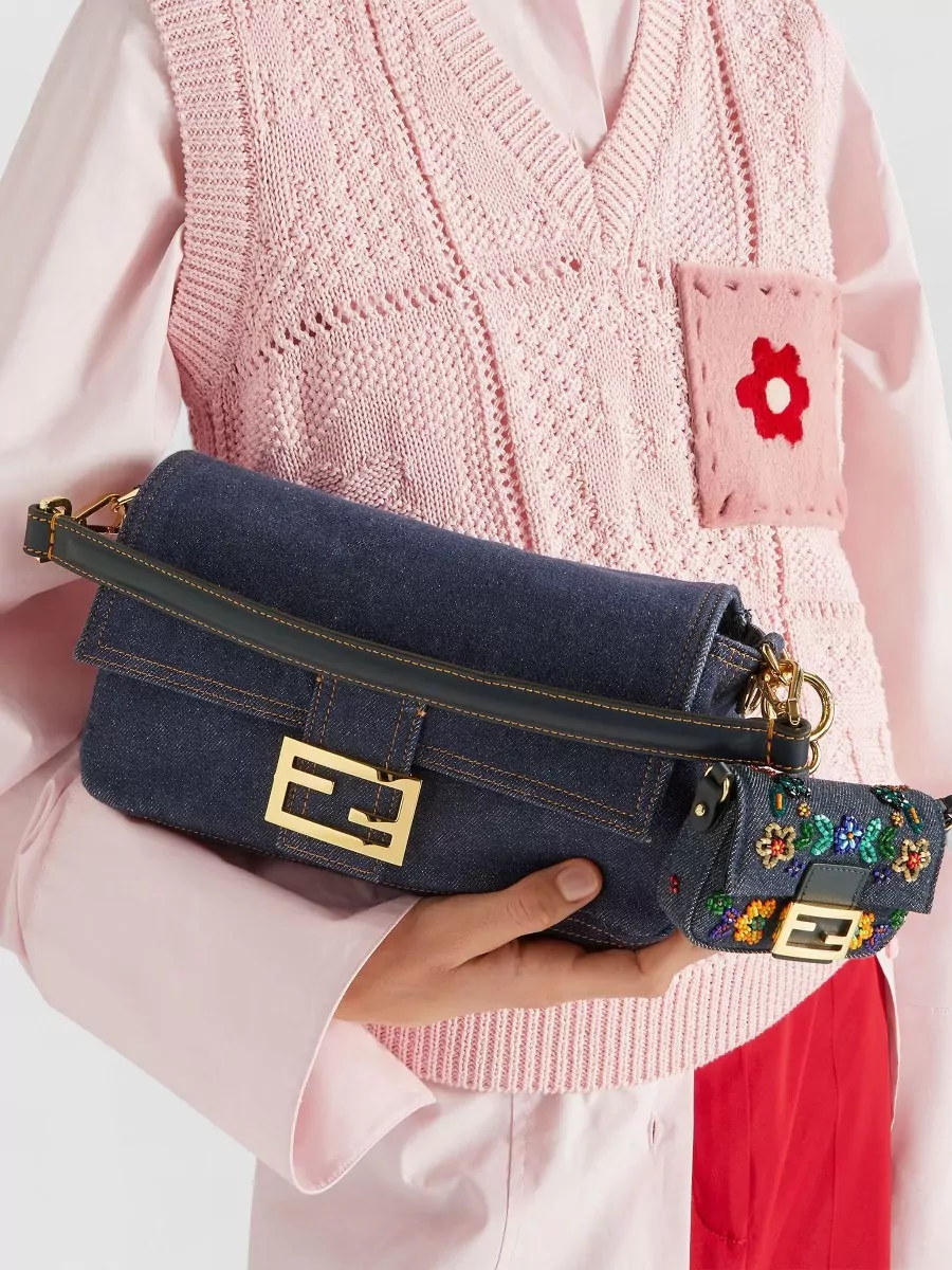 Fendi Baguette Denim Shoulder Bag
