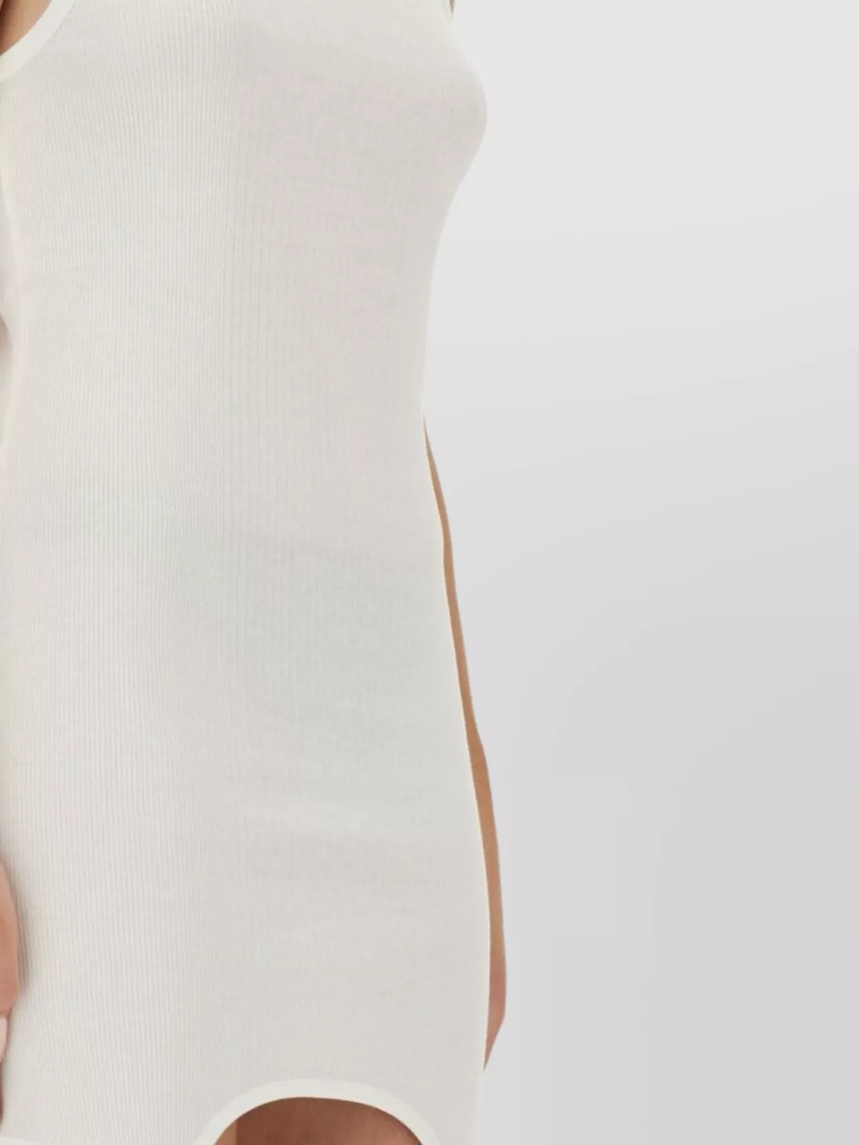 Jean Paul Gaultier Sleeveless Ribbed Dress Asymmetric Hem In White