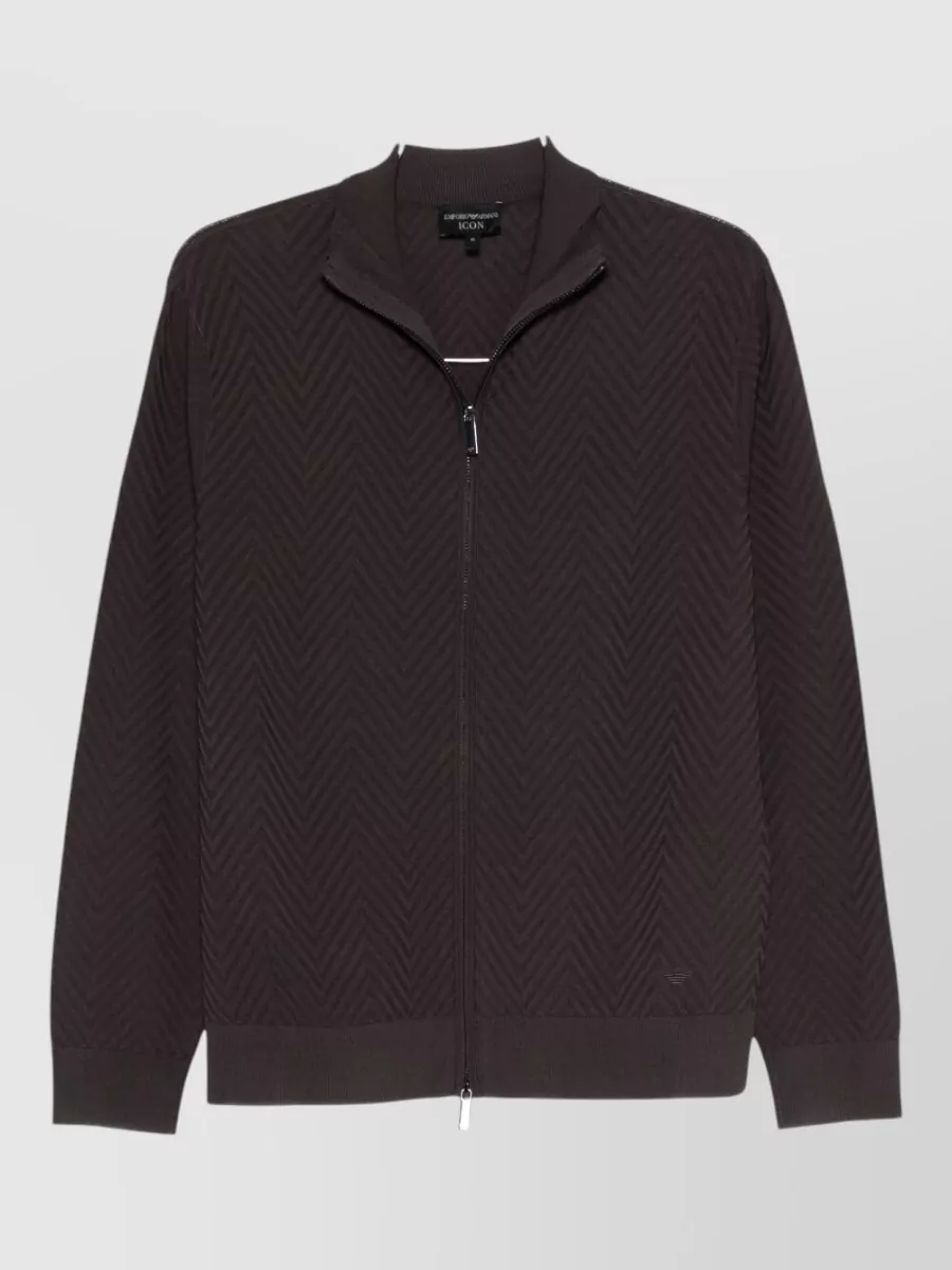 Emporio Armani Ribbed chevron zip-up cardigan