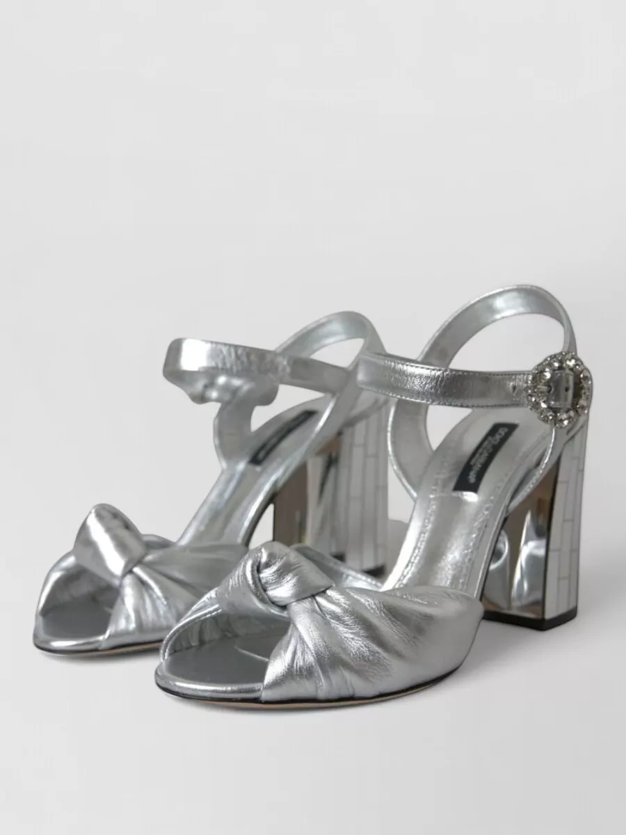 Dolce&Gabbana leather crystal-embellished knotted ankle-strap sandals