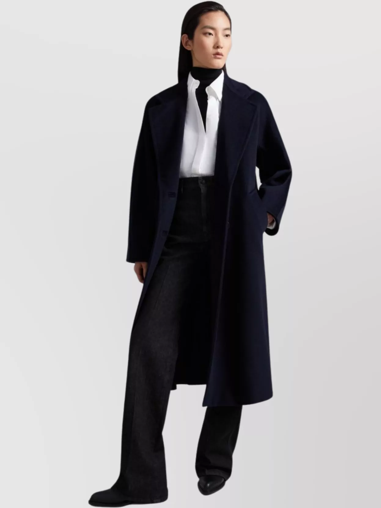 Max Mara Waist Belted Double-Breasted Long Lapels Pockets