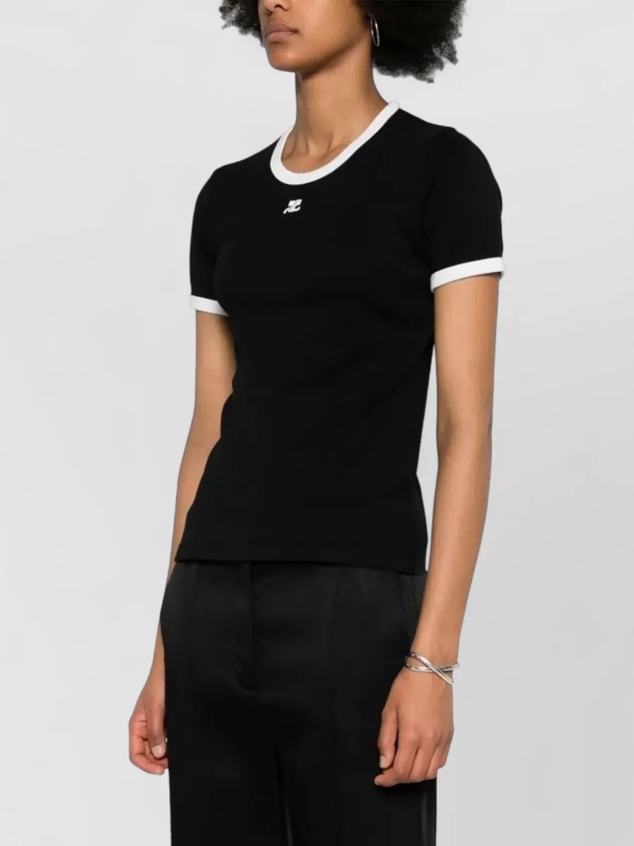 Courrèges Signature Contrast Crew Neck Short Sleeve T-Shirt