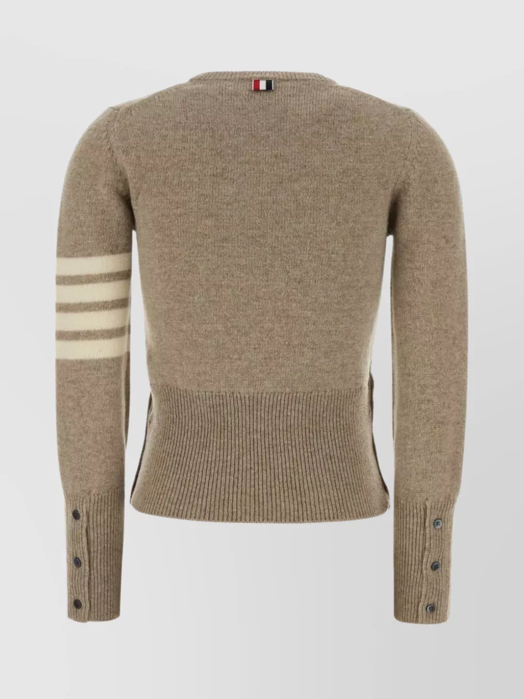 Thom Browne Wool Sweater With Crew Neck And Stripes In Brown