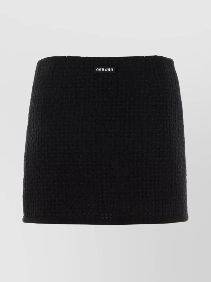 Shop Miu Miu Textured Boucle Mini Skirt In Black