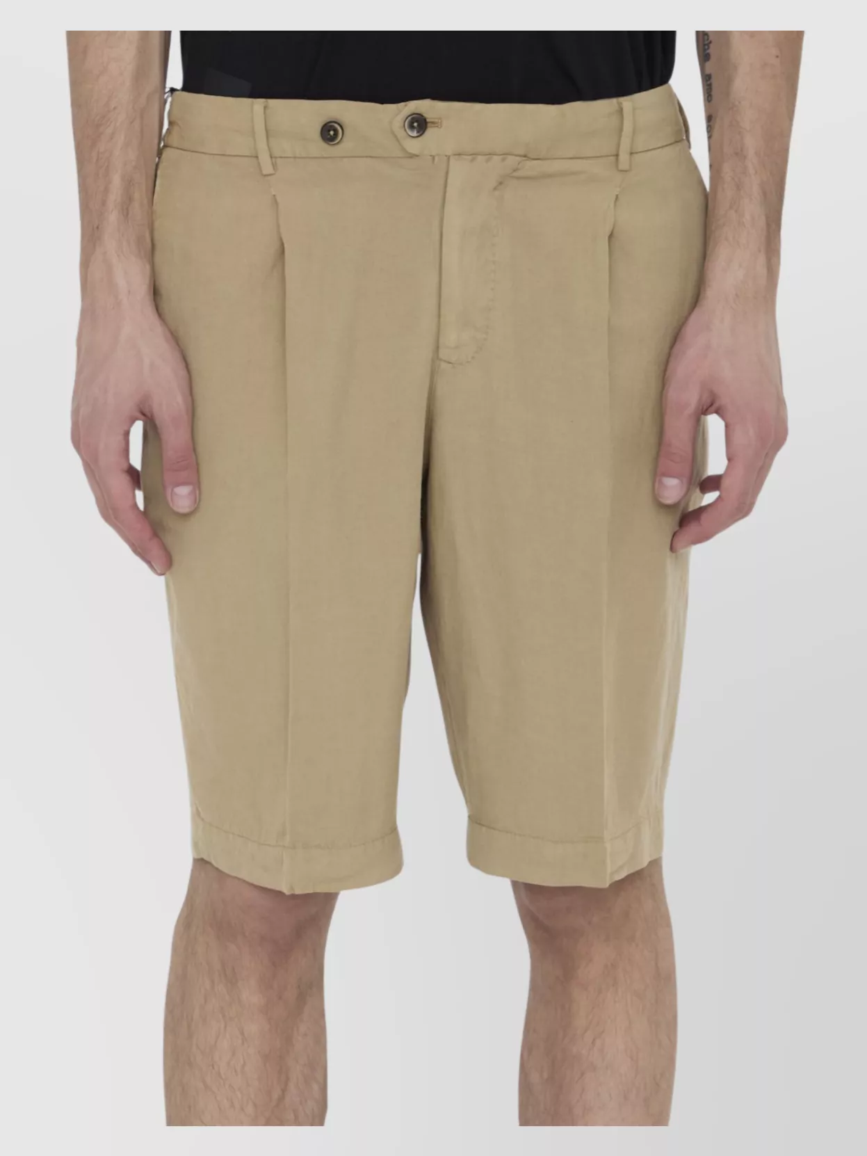 Pt Torino Elasticated Bermuda Shorts With Rear Flap Pockets In Neutral