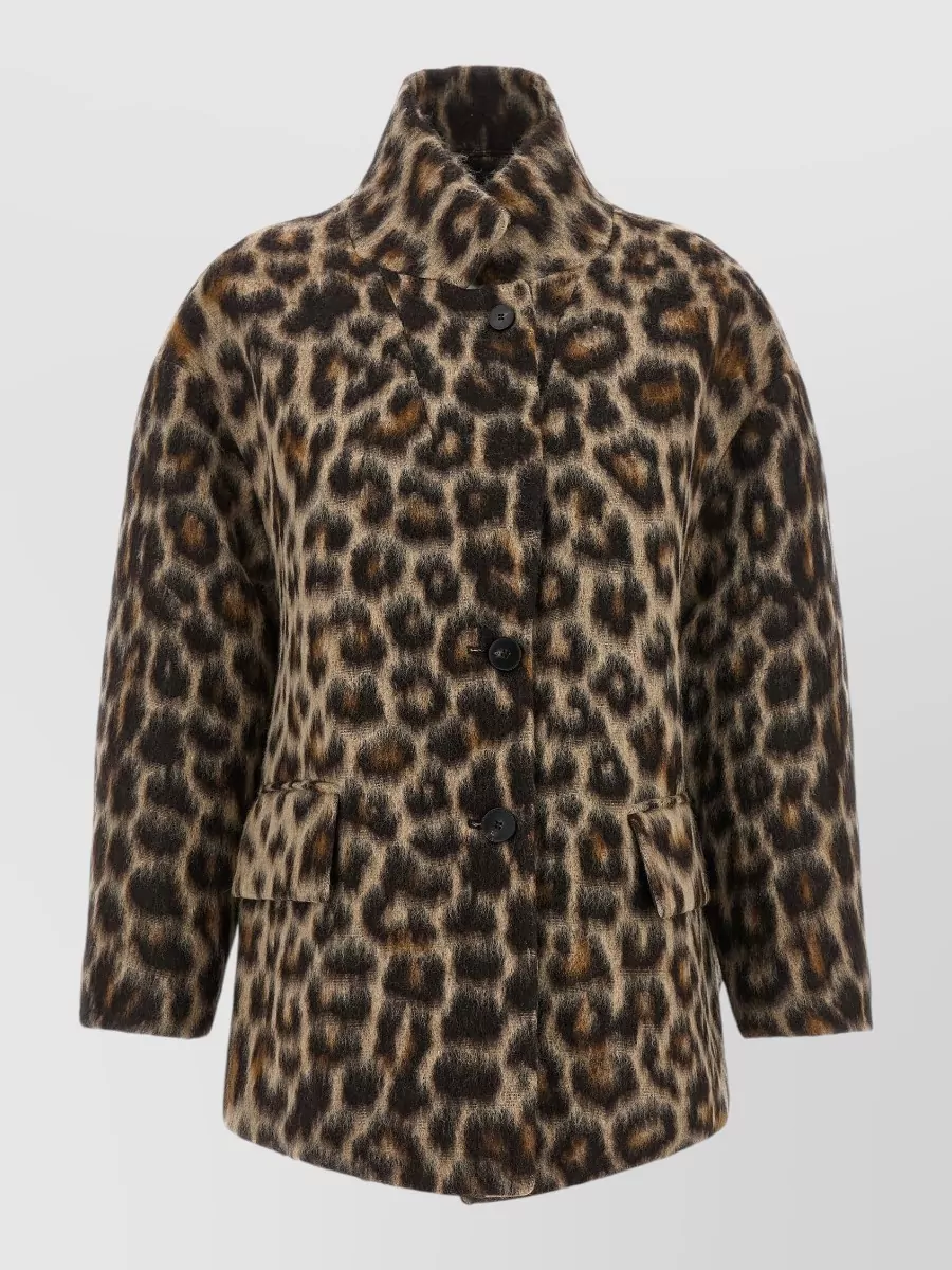 Alberto Biani Wool animal-print oversized jacket