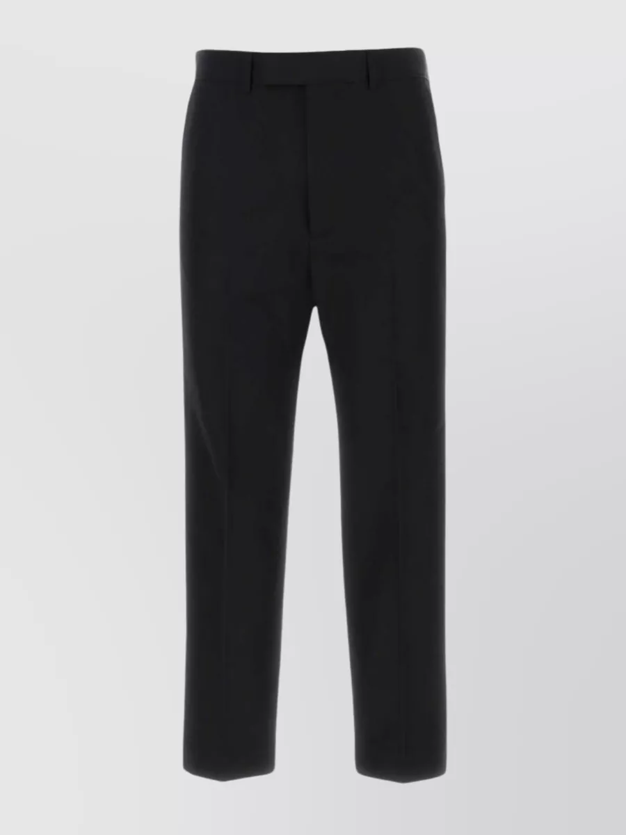 Shop Gucci Cotton Blend Pant With Belt Loops And Back Pockets In Black