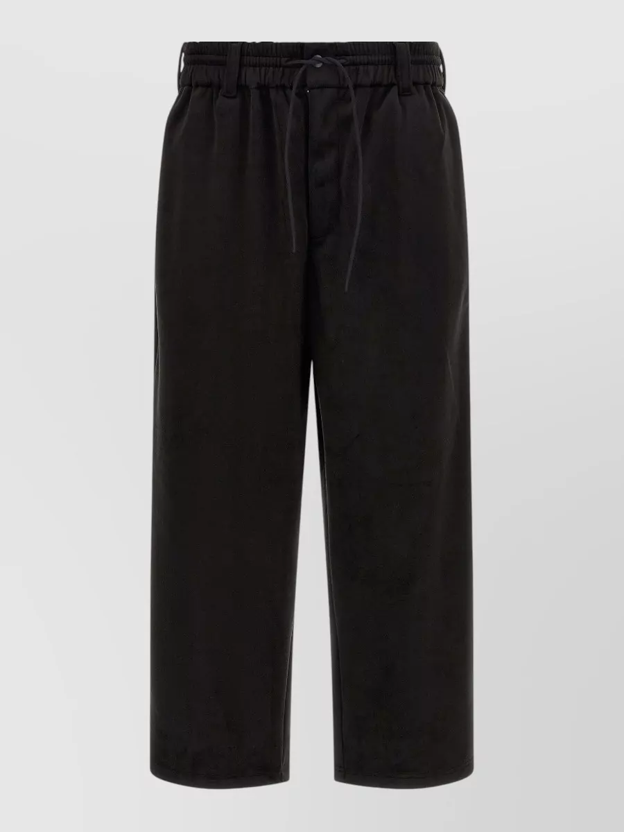 Y-3 velvet-effect cropped wide-leg tailored shorts