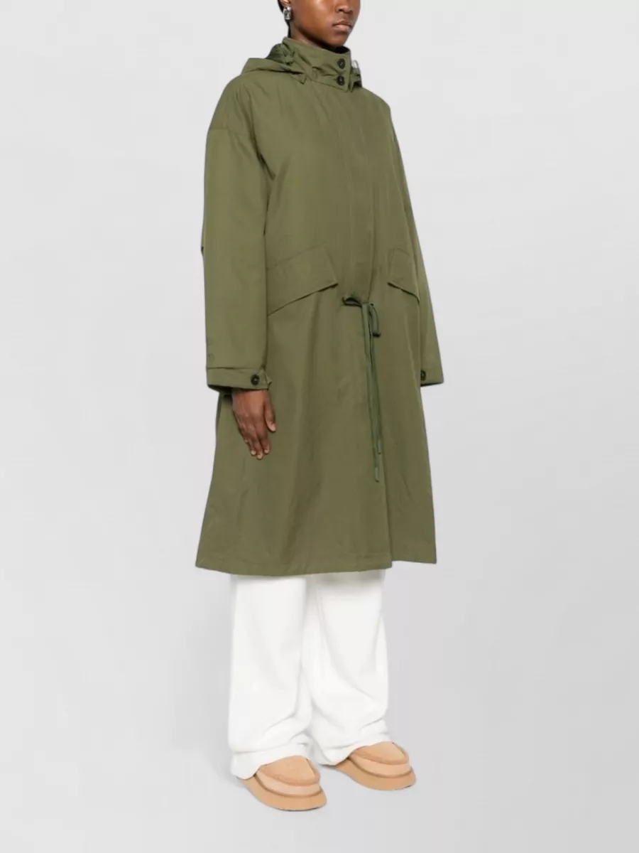 Closed Hooded Cotton Nylon Parka Coat