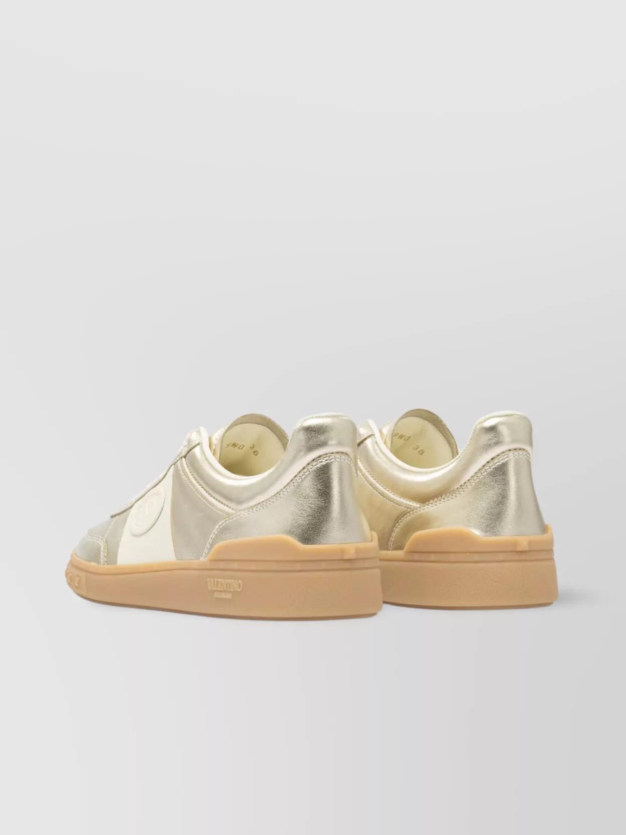Valentino Garavani Women Gold Laminated Calfskin Upvillage Sneakers In Neutral