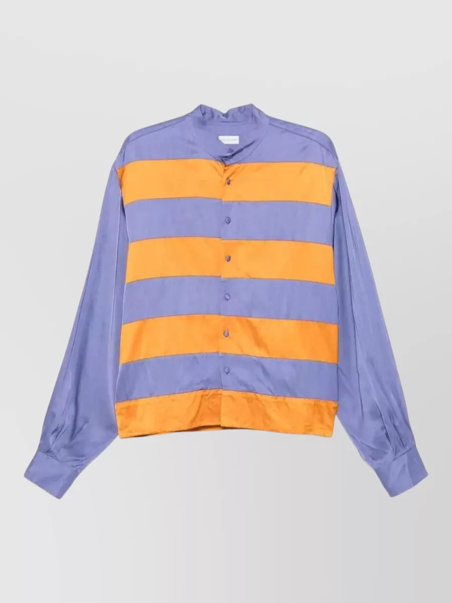 Dries Van Noten Striped band collar shirt