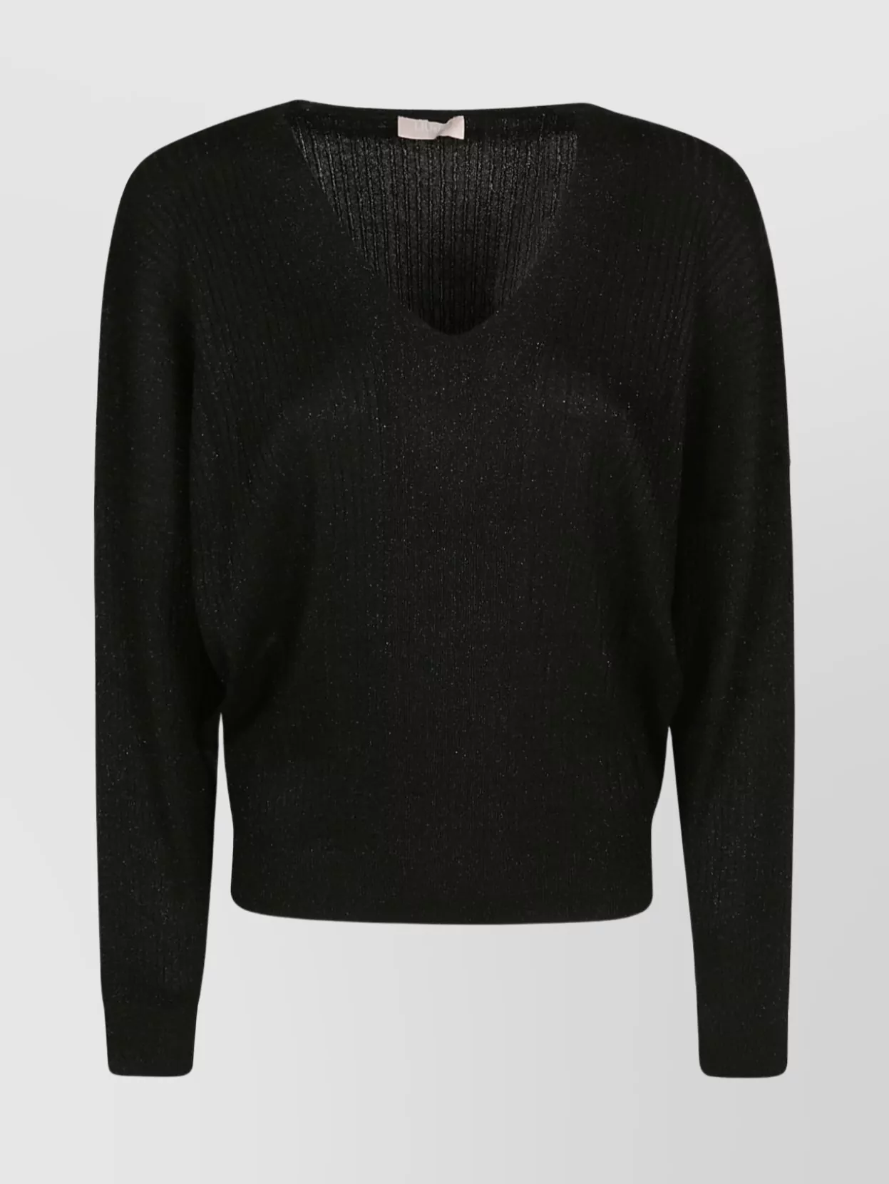 Liu •jo Sc V Ribbed Sweater In Black