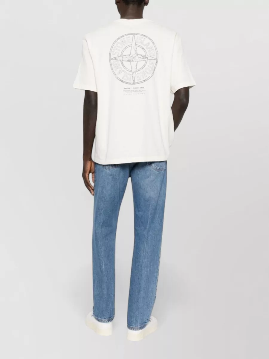 Stone Island Crew Neck T Shirt Front And Back Print