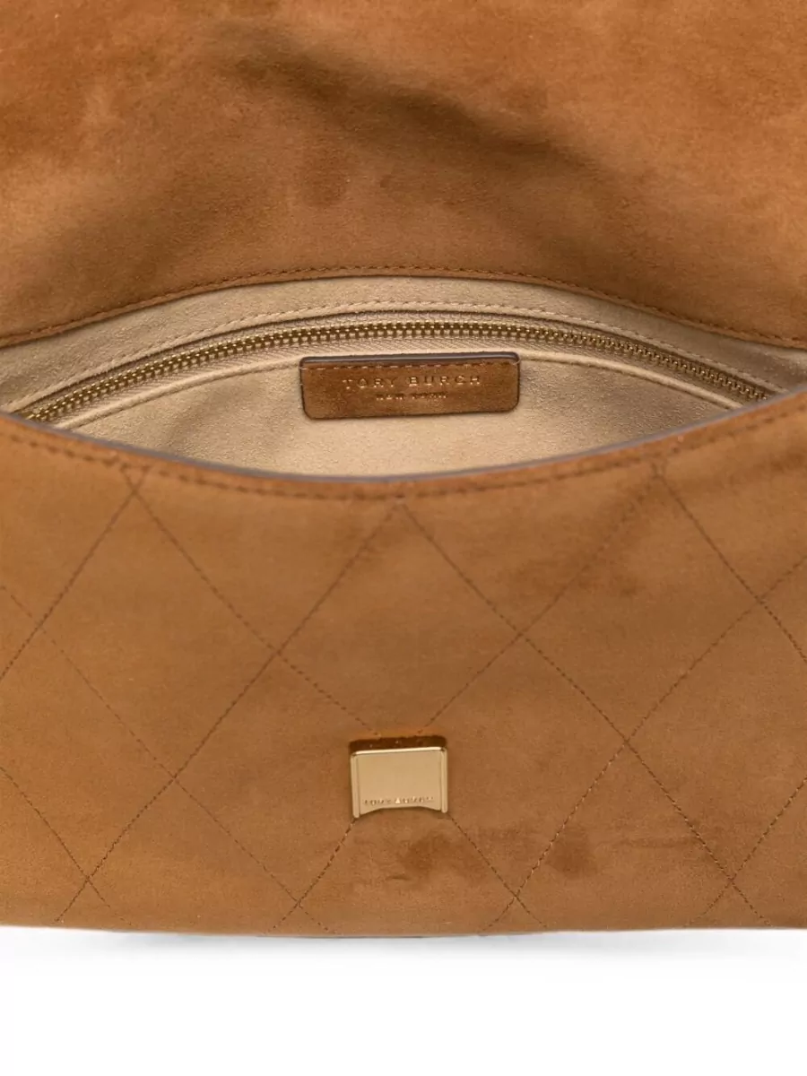 Tory Burch Suede Quilted Clutch Bag