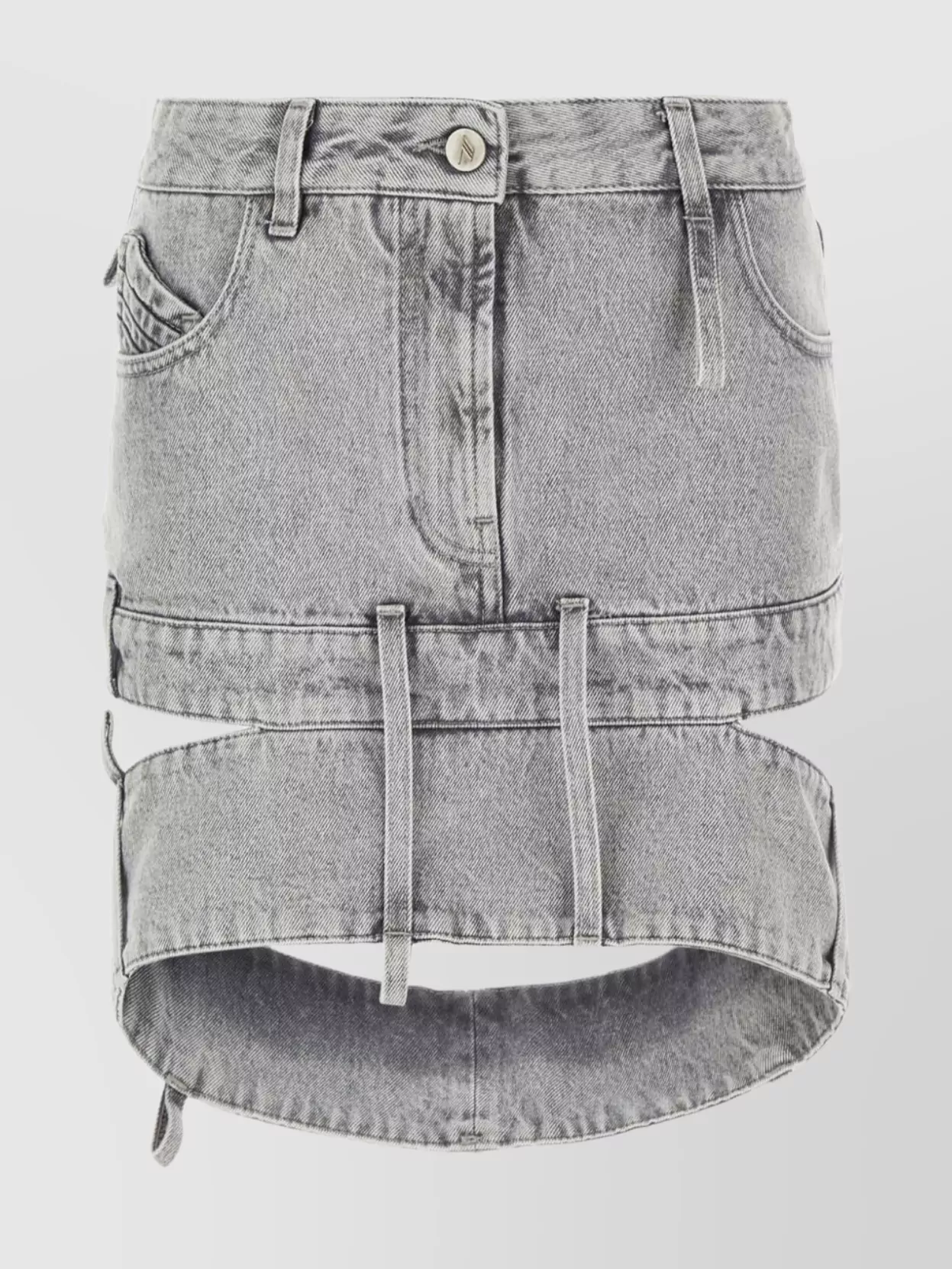 Shop Attico Acid Wash Denim Mini Skirt