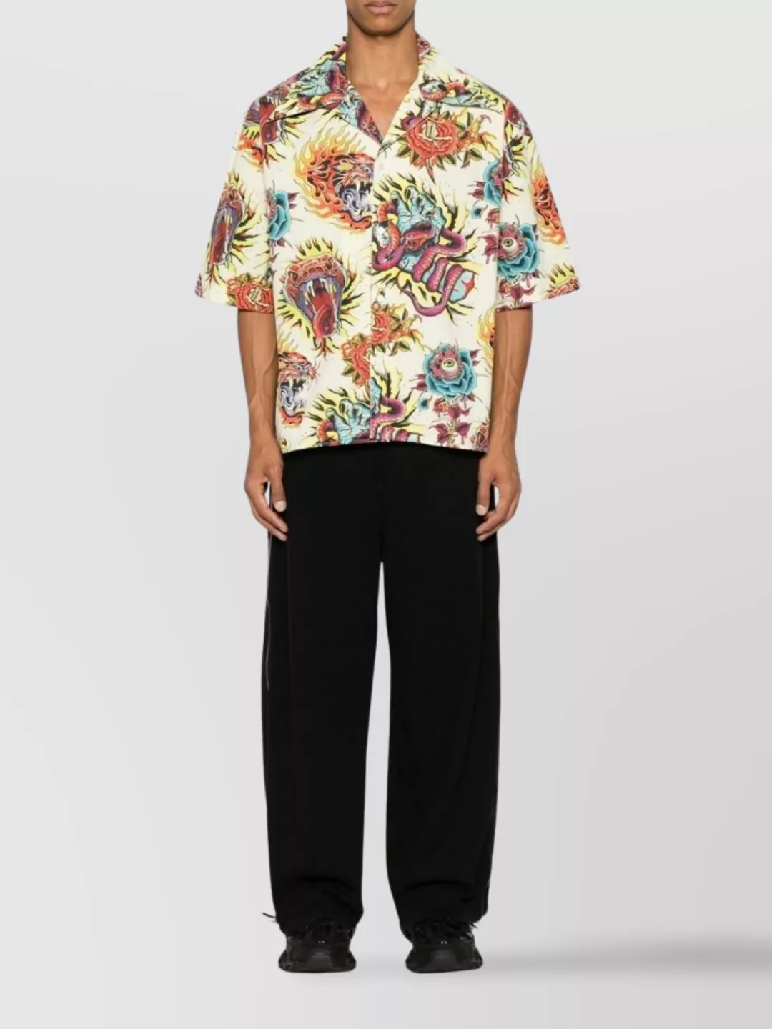 Lựu Dạn Oversized Shirt Featuring Tattoo Print In Multi