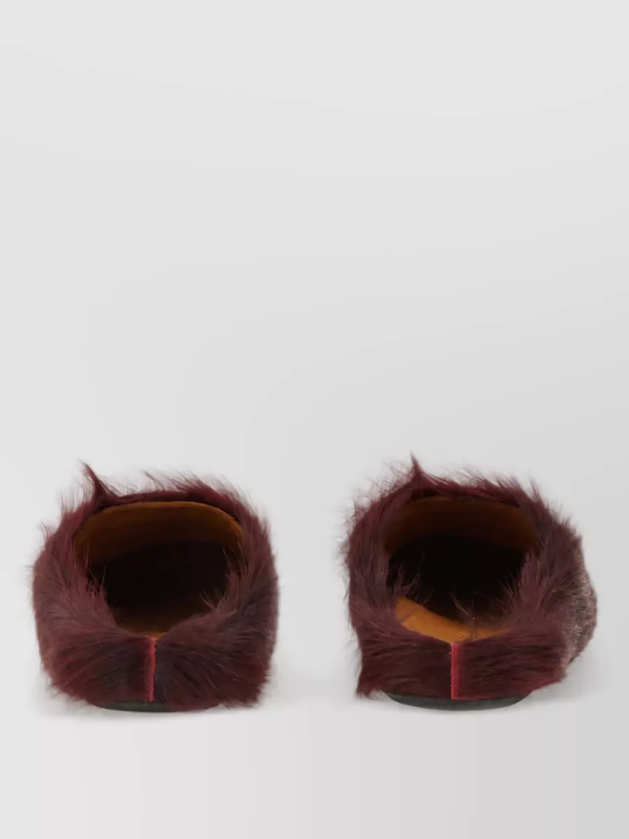Marni Faux Fur Casual Slippers Open Back Design